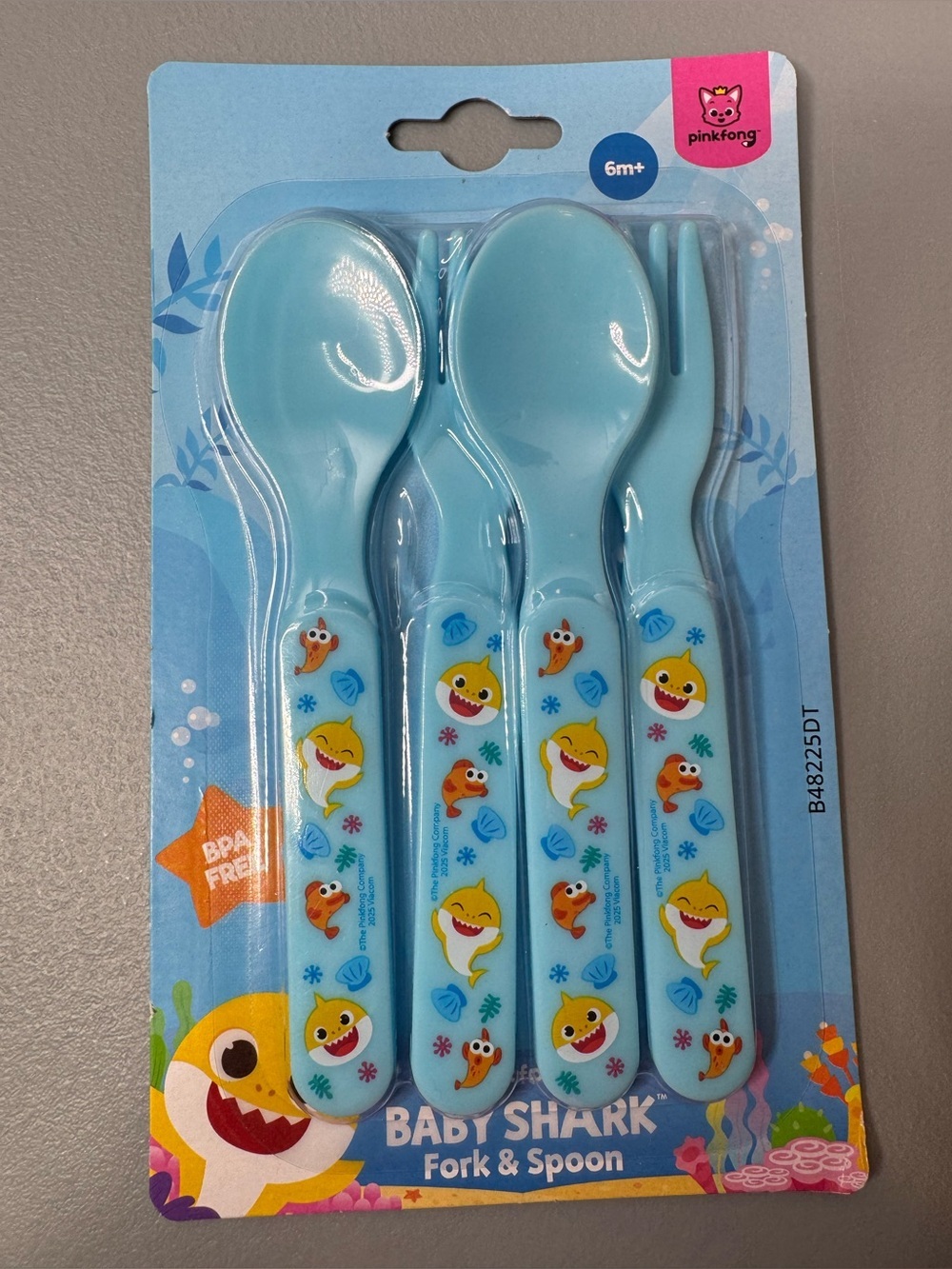 Pinkfong Baby Shark Blue Kids Fork & Spoon Set 4pc set BPA free sea themed